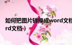如何把图片转换成word文档并编辑（如何把图片转换成word文档）