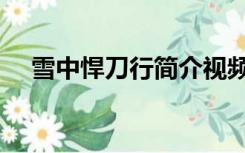 雪中悍刀行简介视频（雪中悍刀行简介）