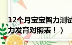 12个月宝宝智力测试项目（0-12个月宝宝智力发育对照表！）
