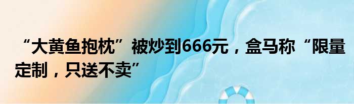 大黄鱼不卖限量抱枕定制盒马称被炒到