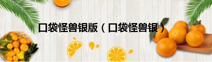 口袋怪兽银版（口袋怪兽银）