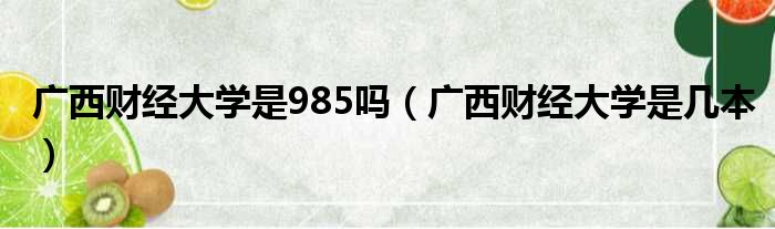 广西财经大学是985吗（广西财经大学是几本）