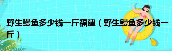 野生鳗鱼多少钱一斤福建（野生鳗鱼多少钱一斤）