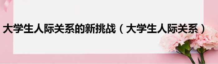 大学生人际关系的新挑战（大学生人际关系）