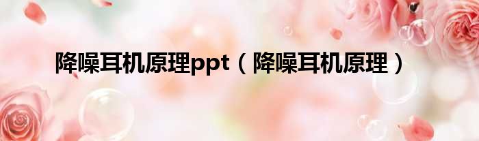 降噪耳机原理ppt（降噪耳机原理）