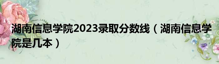 湖南信息学院2023录取分数线（湖南信息学院是几本）