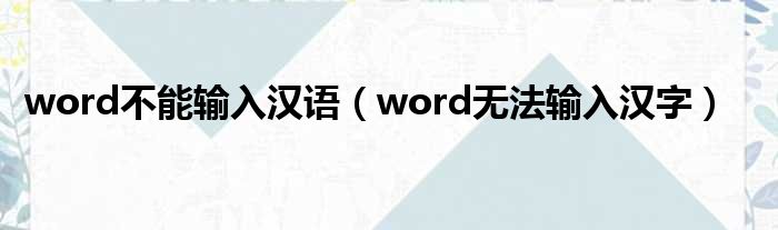 word不能输入汉语（word无法输入汉字）