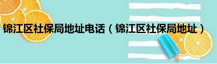 锦江区社保局地址电话（锦江区社保局地址）