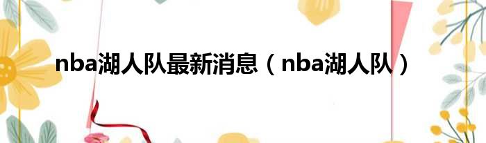 nba湖人队最新消息（nba湖人队）