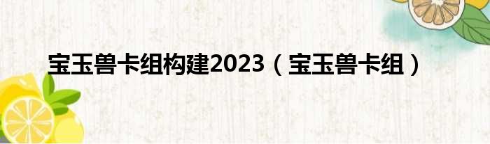 宝玉兽卡组构建2023（宝玉兽卡组）