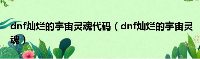 dnf灿烂的宇宙灵魂代码（dnf灿烂的宇宙灵魂）