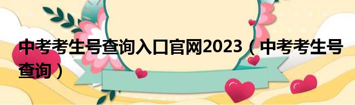 中考考生号查询入口官网2023（中考考生号查询）