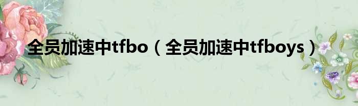 全员加速中tfbo（全员加速中tfboys）