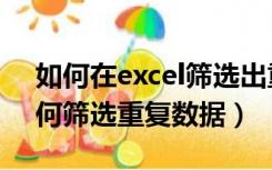 如何在excel筛选出重复数据（在excel中如何筛选重复数据）