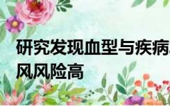 研究发现血型与疾病发生有相关性：A型血中风风险高